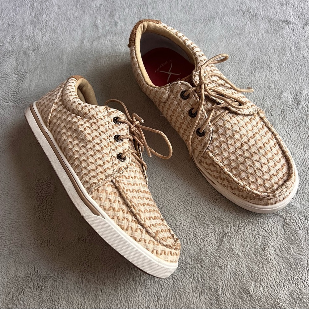 Twisted X Sand Shell Tweed Lace-Up Flats Casual Kicks Sneakers 7.5